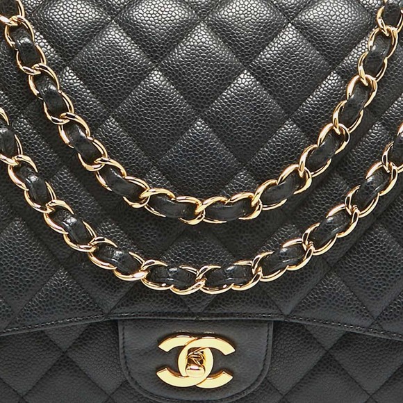 CHANEL Black Quilted Caviar Leather Maxi Classic Single Flap Bag - Picture 5 of 8
